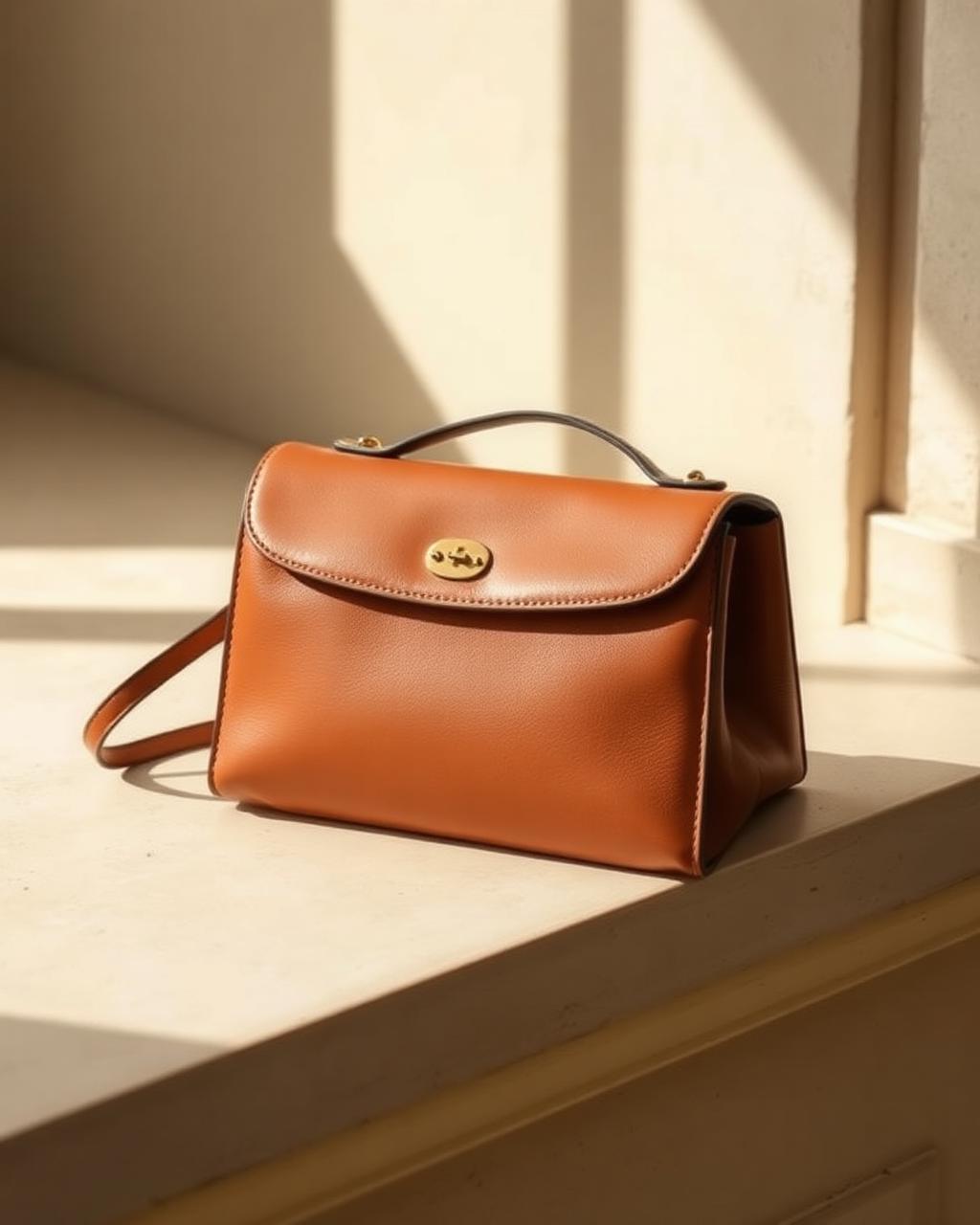 Sac en cuir camel